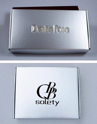 Silver Color E Flute Corrugated Box With Embossing Logo Mail Shipping Gift Packaging