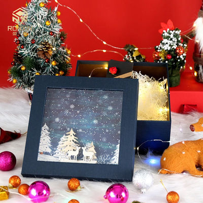 Pantone Color Decorative Christmas Boxes With Window Square
