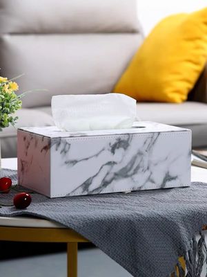 250mm Length Marble Like Leather Tissue Boxes With Print Logo