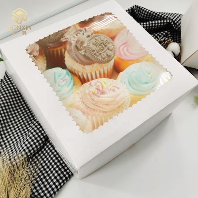 Food Grade Paperboard Gift Boxes , Brown Bakery Boxes With Window For Cake